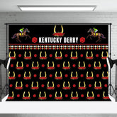 Lofaris Red Rose Horse Repeat Kentucky Derby Party Backdrop